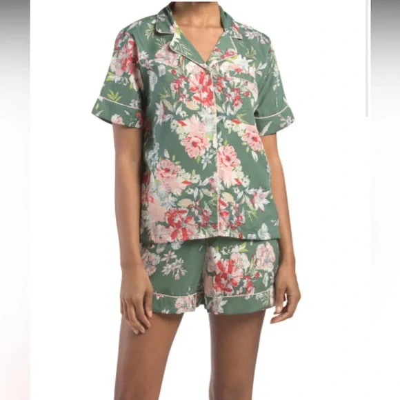 Short Sleeve Top and Shortie Pajama Set - Picture 1 of 5